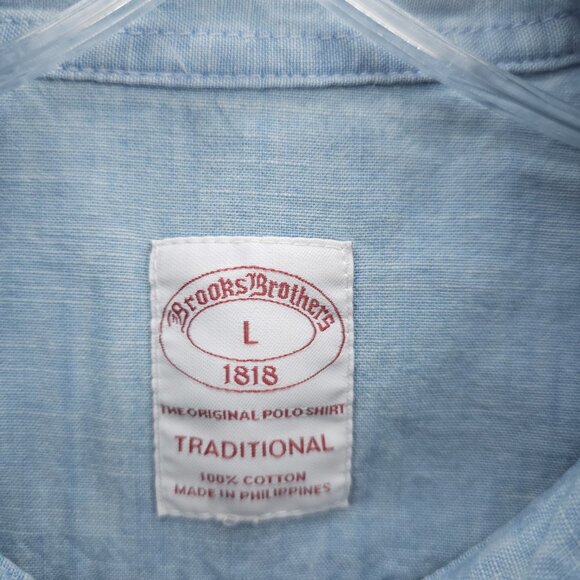 NWT BROOKS BROTHERS Chambray Shirt Traditional Fit 100% Cotton Light Blue LARGE - Picture 7 of 8